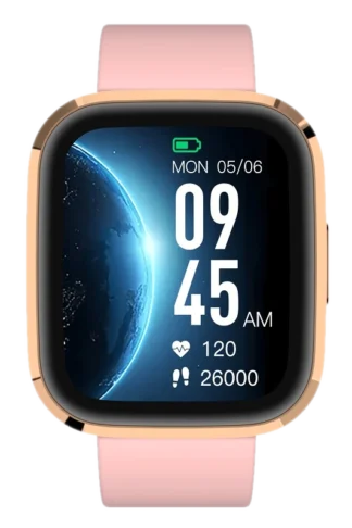 Smartwatch GRC STYLE - złoty, z wyświetlaczem pokazującym datę, godzinę, tętno i liczbę kroków