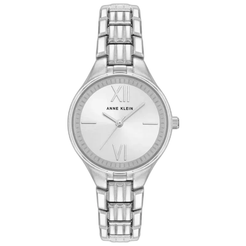 Model ANNE KLEIN CLASSIC 28MM AK-4061SVSV to elegancki zegarek w srebrnym kolorze, który emanuje nowoczesnym minimalizmem. Koperta o średnicy 28 mm doskonale komponuje się z delikatną bransoletą o unikalnym wzorze, nadając całości subtelnego i wyrafinowanego wyglądu. Na tarczy znajdują się stylowe rzymskie cyfry XII i VI, podkreślające klasyczny charakter zegarka. Idealny wybór dla osób ceniących elegancję i prostotę w codziennym użytkowaniu oraz na specjalne okazje.