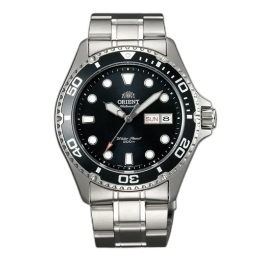 Męski zegarek Orient FAA02004B9 z automatycznym mechanizmem, czarną tarczą oraz datownikiem. Wyposażony w obrotowy bezel i wodoodporność do 200 metrów. Idealny dla miłośników stylu i funkcjonalności.