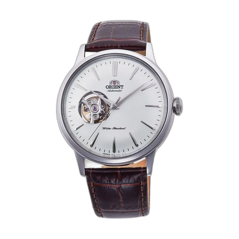 Zegarek męski Orient RA-AG0002S10B z automatycznym mechanizmem, otwartym sercem (Open Heart) i skórzanym paskiem. Klasyczny design, idealny na formalne i codzienne okazje.