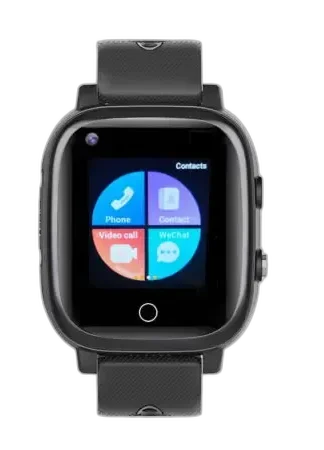 Smartwatch Garett Kids Life 4G RT w eleganckim czarnym kolorze, zaprojektowany specjalnie dla dzieci. Wyposażony w funkcje takie jak GPS, rozmowy wideo, połączenia telefoniczne i monitorowanie aktywności. Dotykowy ekran ułatwia obsługę, a nowoczesny design sprawia, że jest idealny do codziennego użytku.