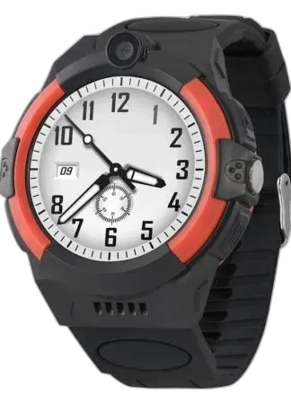 Smartwatch Garett Kids Cloud 4G w dynamicznym czerwonym kolorze. Wyposażony w okrągły wyświetlacz, funkcje GPS, wideorozmowy oraz możliwość wykonywania połączeń. Idealny gadżet dla dzieci, łączący bezpieczeństwo z nowoczesnym designem.