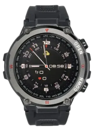 Smartwatch Garett Sport Combat RT w czarnym kolorze, z solidną obudową i eleganckim wyświetlaczem. Wyposażony w funkcje GPS, monitorowanie aktywności, tryby sportowe oraz powiadomienia ze smartfona. Idealny wybór dla aktywnych użytkowników szukających wytrzymałego zegarka.